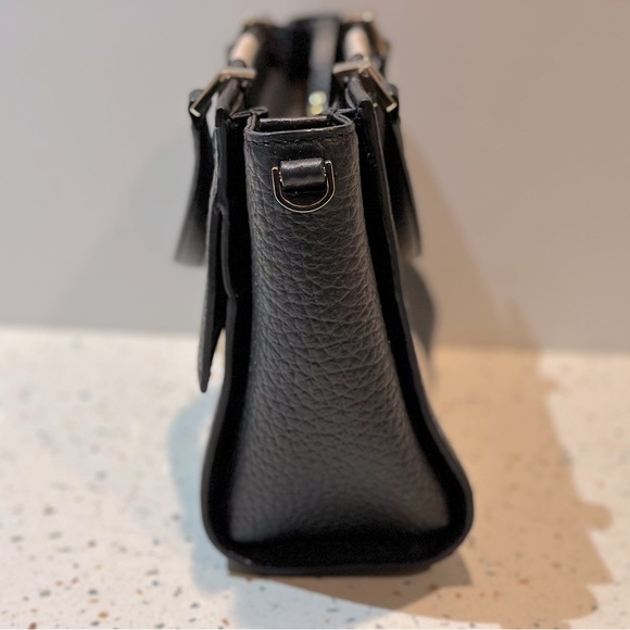 Kate Spade Mini‎ Black & Cream Pebble Leather Small Satchel Shoulder Handbag - Picture 8 of 11